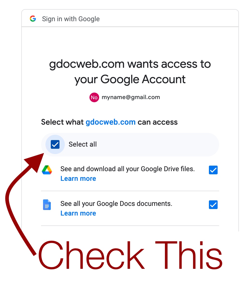 Authorize Google access